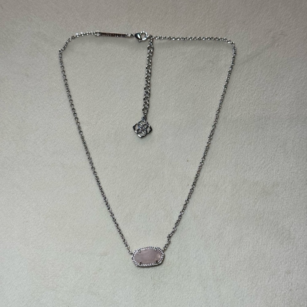 Kendra Scott Elisa Rose Quartz Silver Necklace
